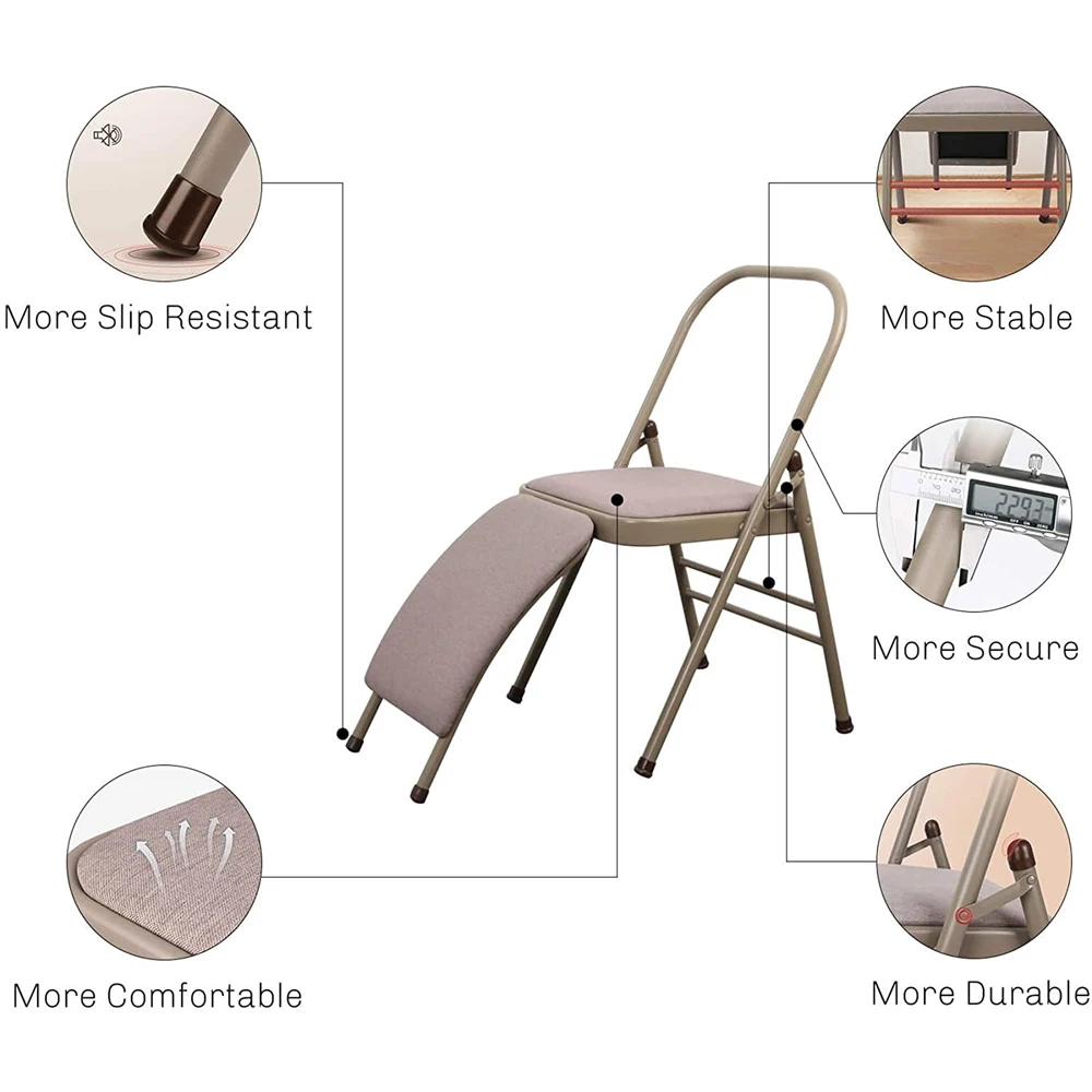 Yoga Inversion Chair With Lumbar Support - Foldable Handstand & Core Training Tool For Adults & Seniors
