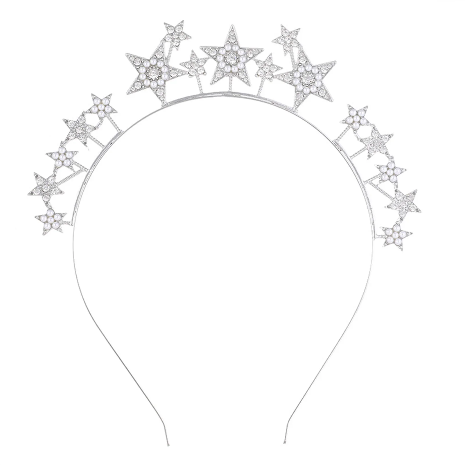 Handmade Rhinestone Star Alloy Headdress Handmade Hairband with Alloy Star for Banquet Wedding Dresses Skirts
