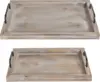 Rustic Vintage Food Serving Trays| Nesting Wooden Board with Metal Handles | Stylish Farmhouse Decor Serving Platters | 2