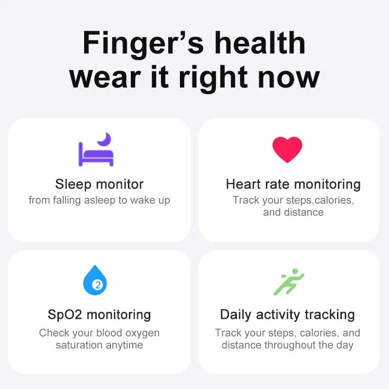 R02 스마트 링, IP68 방수, 혈액 산소 수면 심박수 단계 모니터링, 다중 스포츠 모드, 남성 여성 선물, 신제품