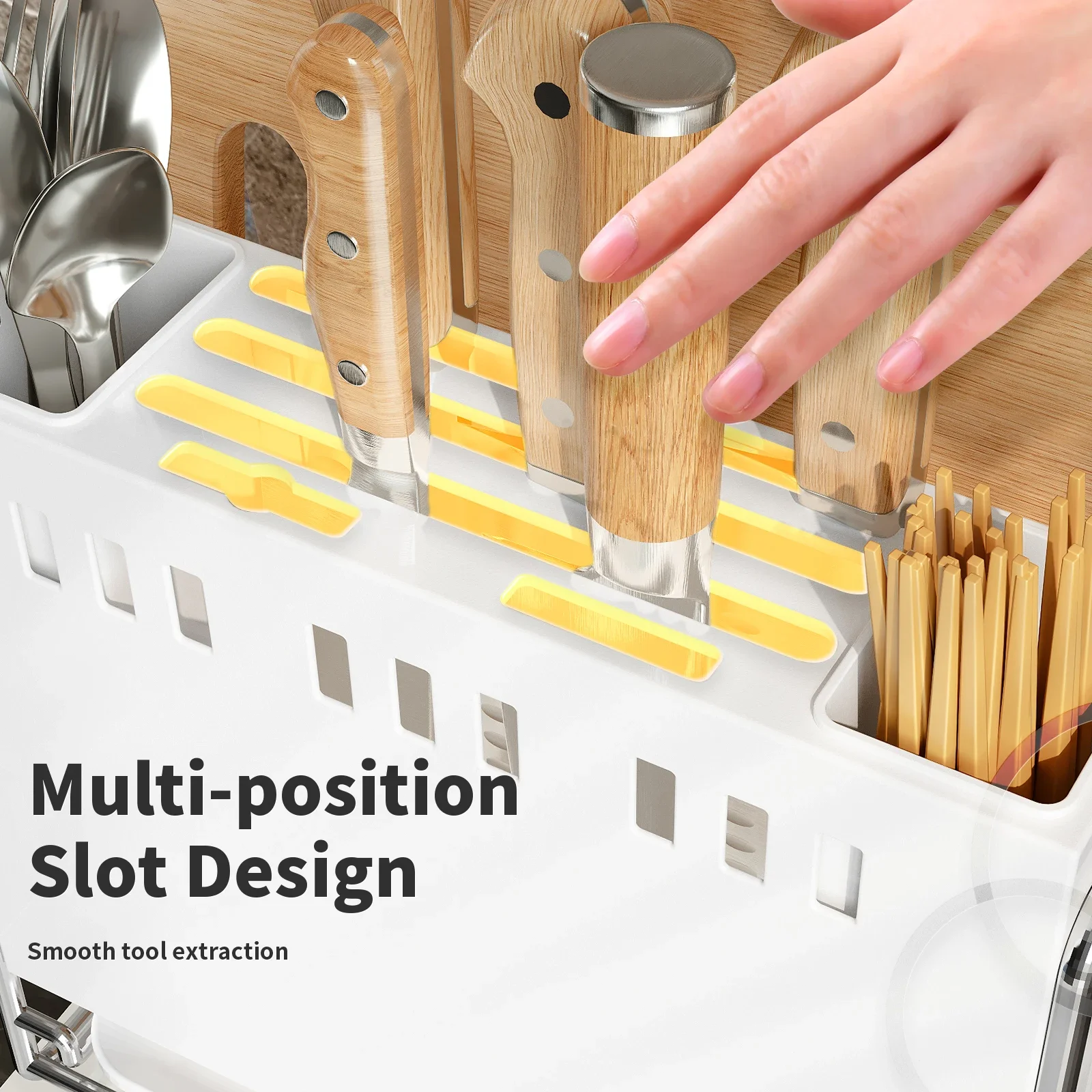 Kitchen Knife Storage Rack,Wall mounter and Punch Free,Stainless-Steel material,Black white 4