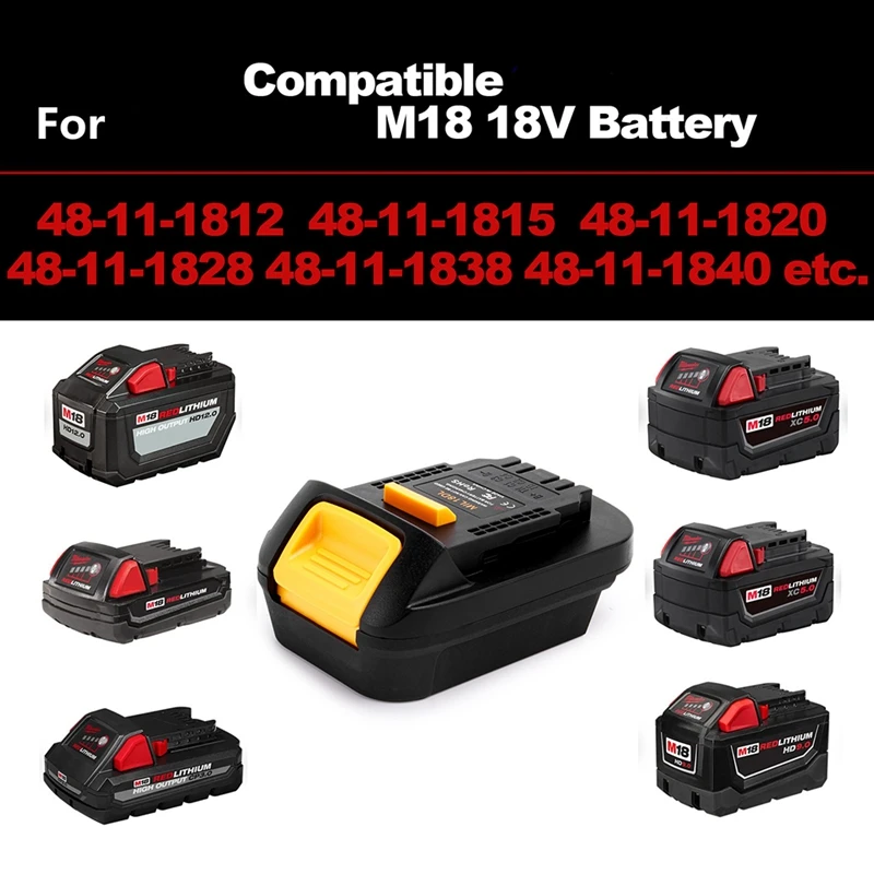 MIL18DL Battery Converter Adapter For M18 Series Convert To 20V Battery Use For Dewalt 18/20 Volt Power Tool