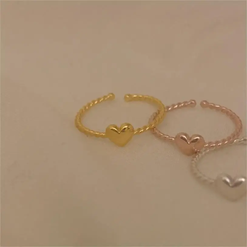 SHANICE S 기하학적 러브 하트 오픈 링, 간단한 오프닝, 조정 가능한 인덱스 핑거 파인 쥬얼리 선물