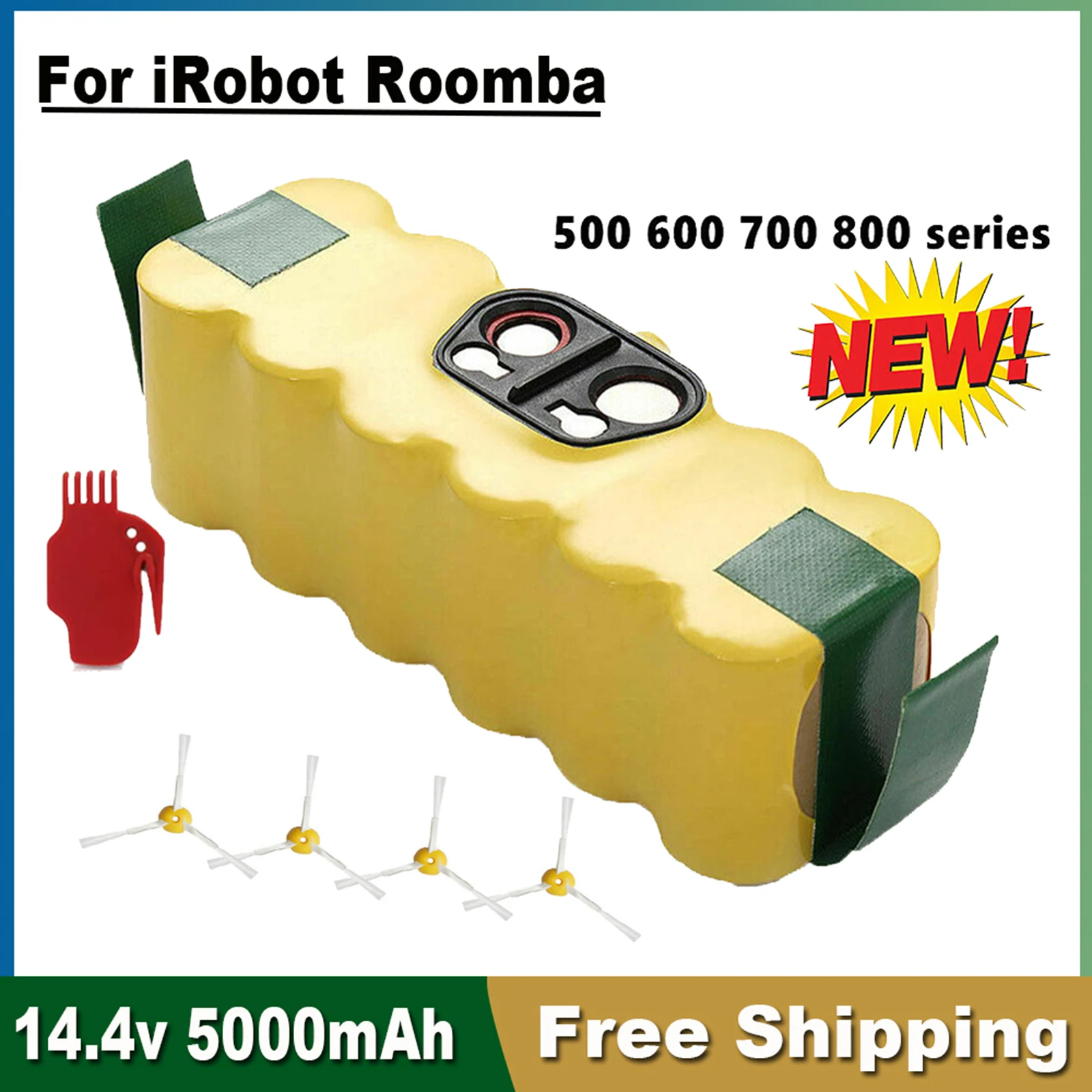 

For iRobot Roomba 500 600 700 800 900 595 620 650 780 Li-ion Batteries For Roomba Battery 14.4V 5000mAh Vacuum Cleaner Battery