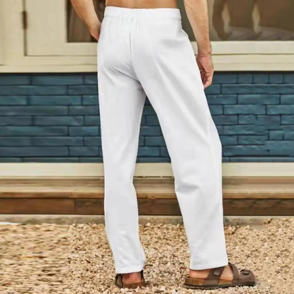 

Stylish Straight Pattern Summer Pants Mid Waist Men Trousers Wear-resistant Pockets Summer Sweatpants Male Clothes