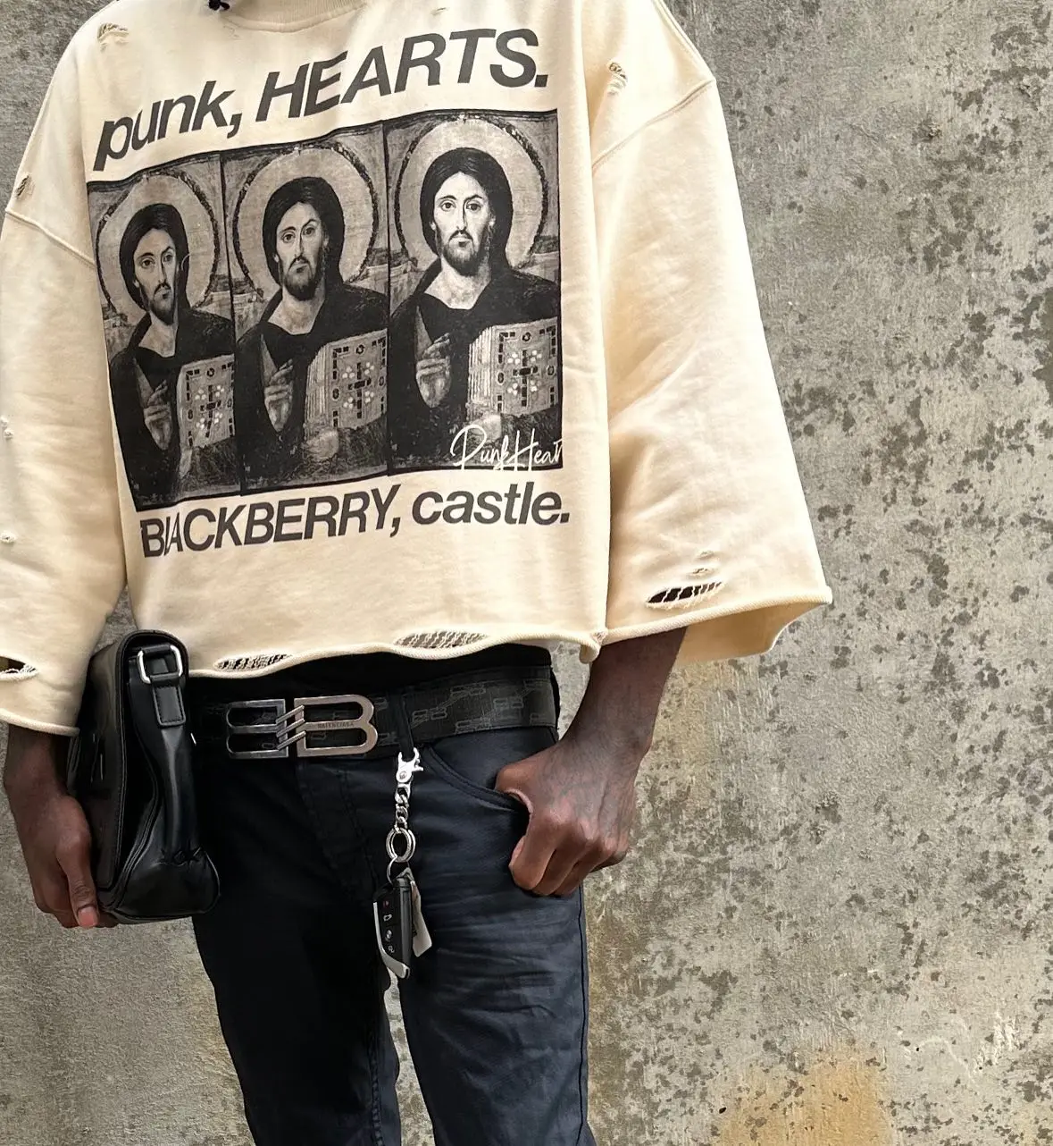 Y2k Long Sleeve Hip Hop Men Rags Tees Letter Gothic Print