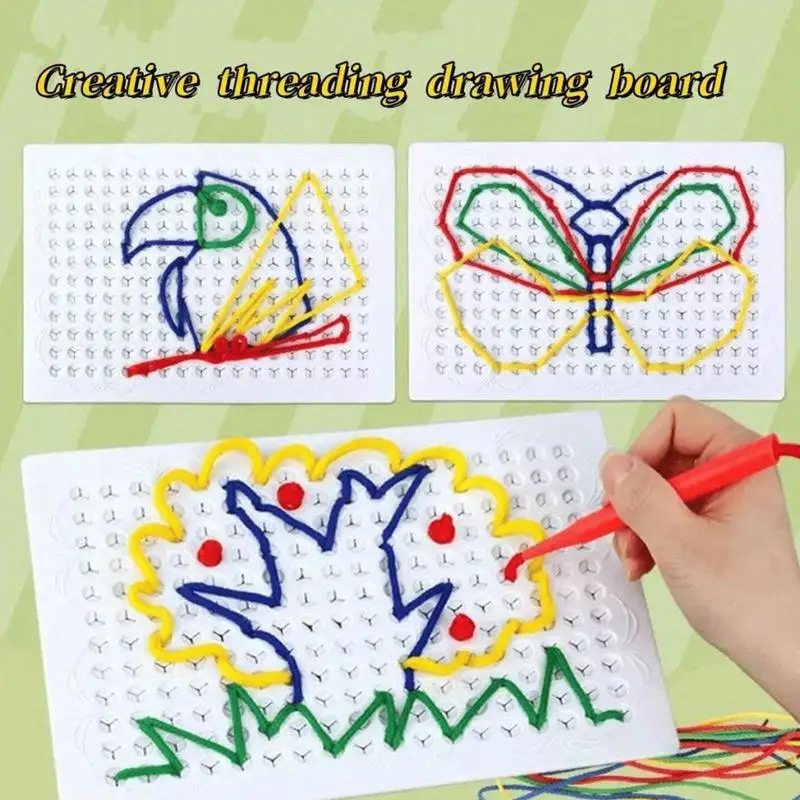Thread Board Lacing Toy For Kids Interactive Early Learning Imagination Development