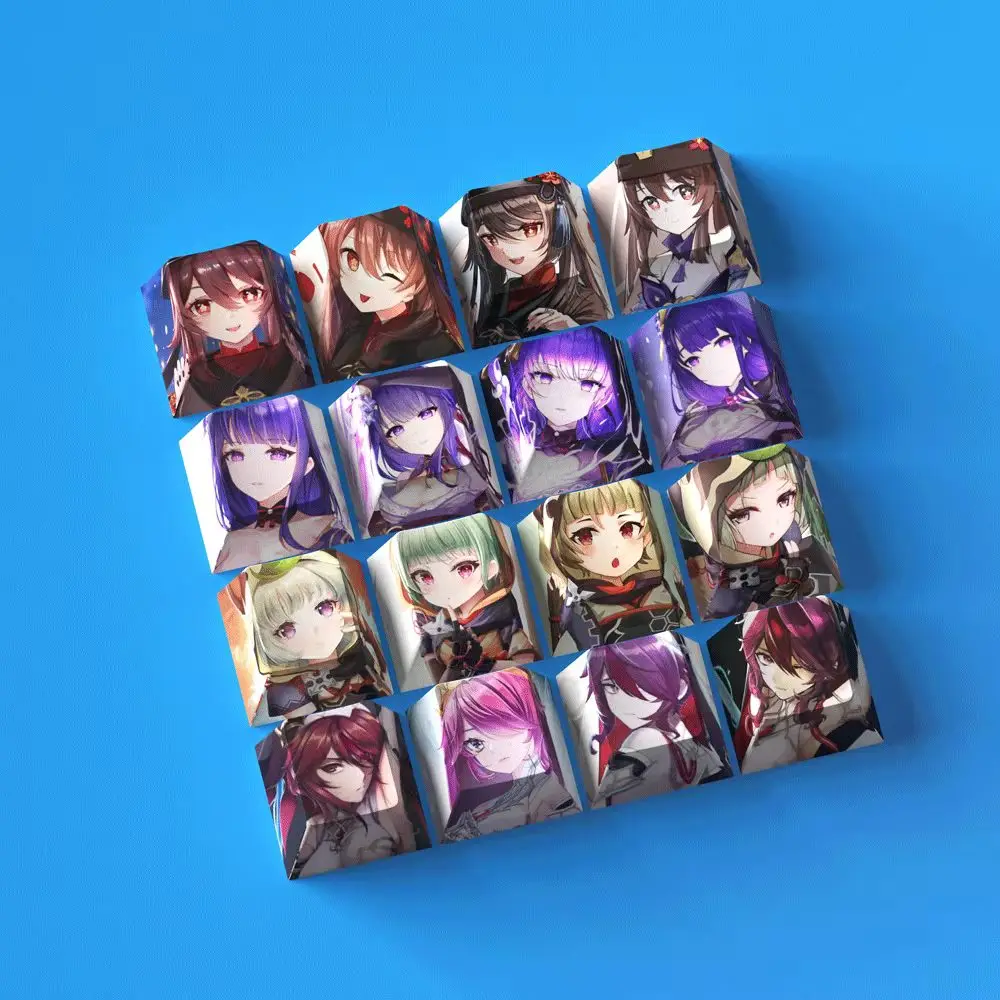 Keycaps Teclas Conjunto Jogo Genshin Impacto Keycaps Cereja Perfil Anime Pbt Keycap para Teclado Mecânico Personalizado Ganyu Hutao Keqing - Imagem 6