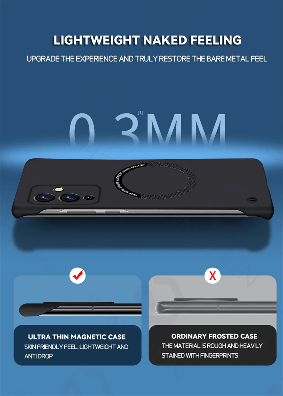 Ultra-Thin Frameless Magnetic Case - Slim Hard Matte Cover Compatible with Magsafe