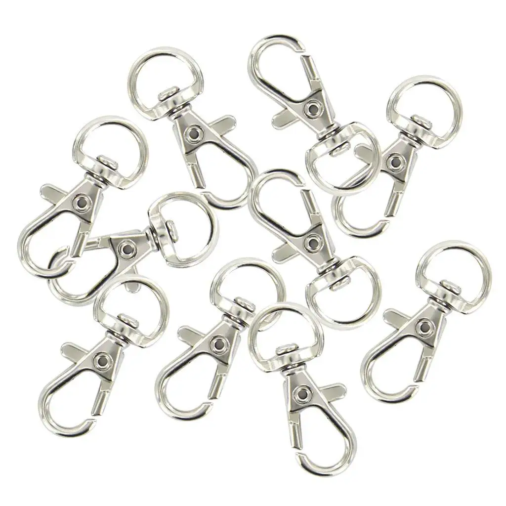 30pcs Swivel Carabiners Keychain Silver Color 2