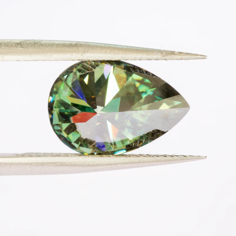 Moissanite Stone Pear Cut Yellow Green Natural Color for Charms Jewelry Make DIY Ring Necklace Earrings Materials Certificate