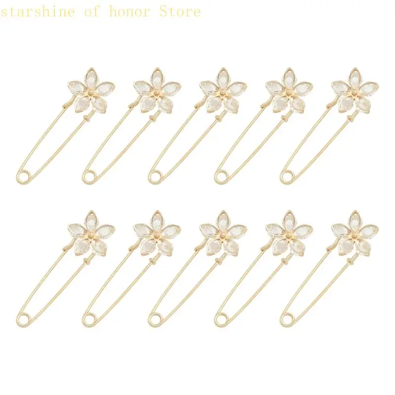 11ub 10pcs 꽃 모양 안전 핀 청바지 허리 조향기 가디건 칼라 클립 장식 브로치 스웨터 의류 핀