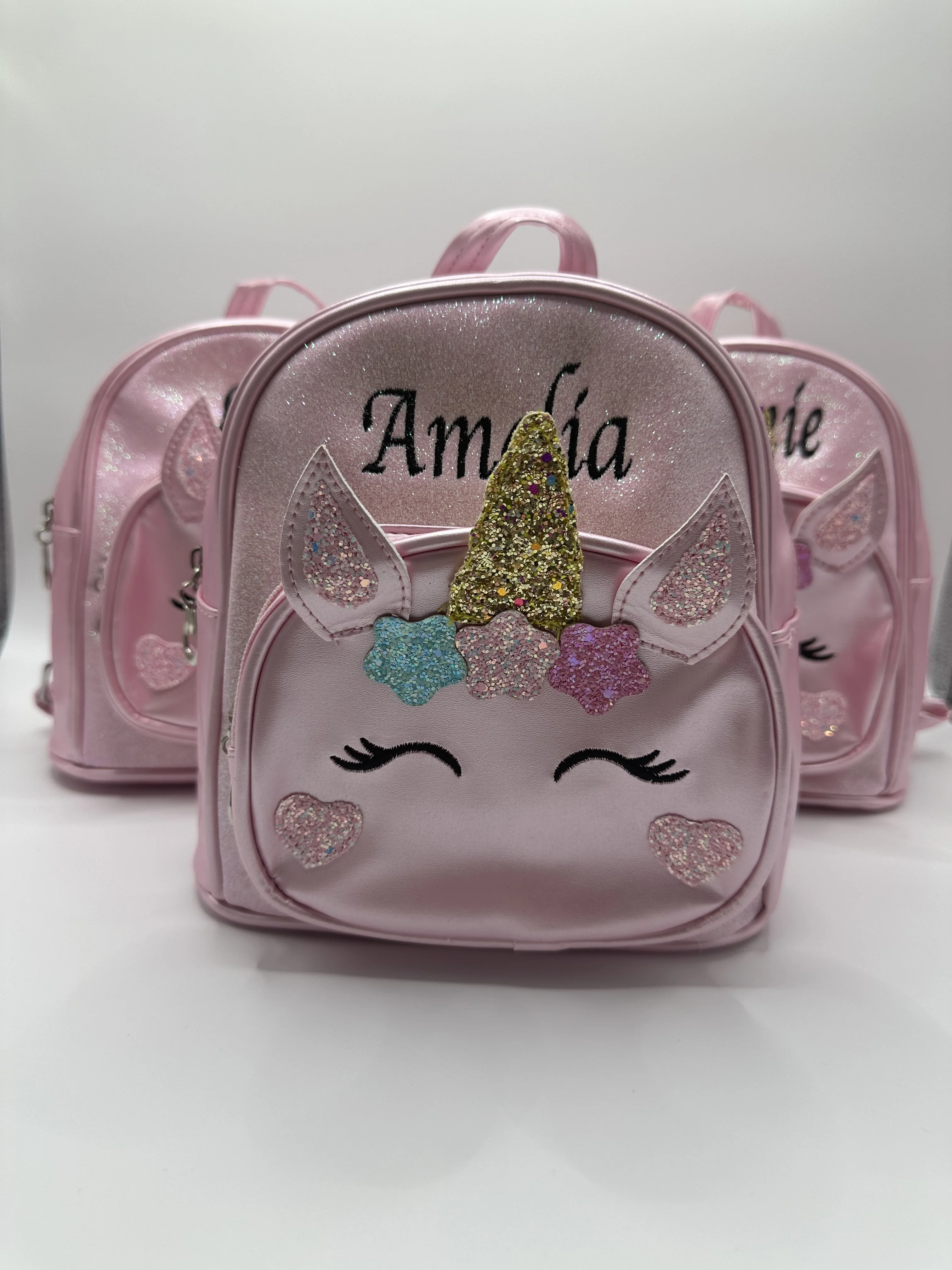 Personalized Embroidered Unicorn Backpack Custom Name Toddler School Bag Cute Cartoon Children Girl Backpack PU Outdoor