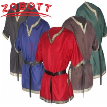 New European and American short sleeved V-neck COS performance suit medieval clothing Knight Warrior Tunic Cosplay Costume