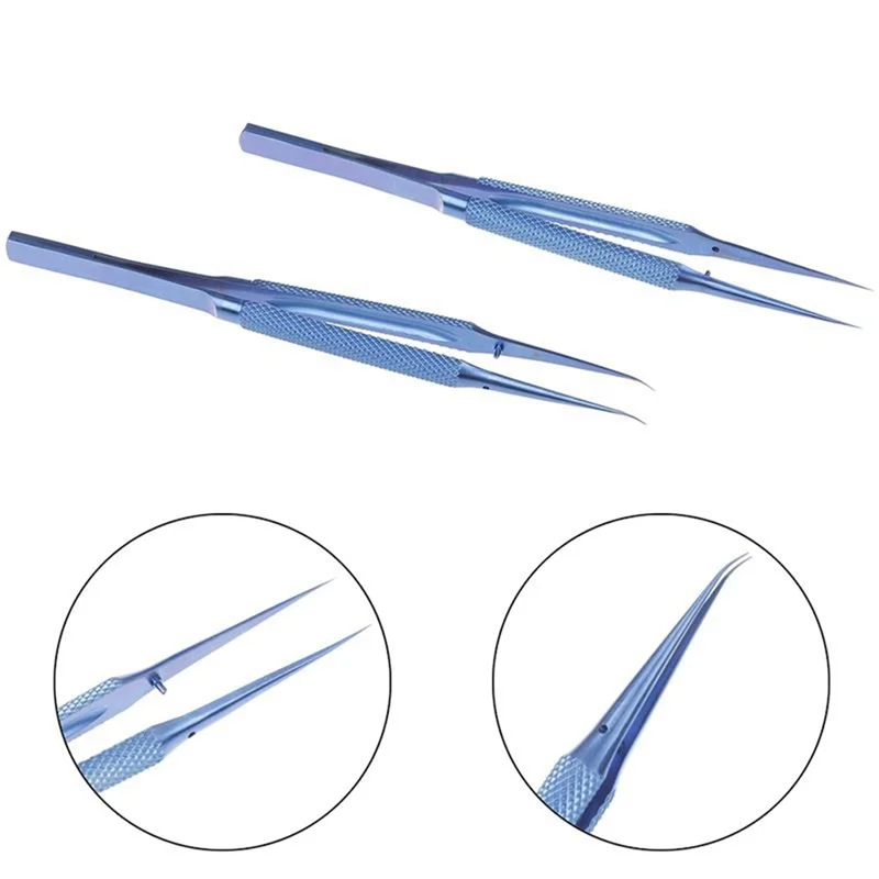 2025 트렌드 2개 세트 티타늄 합금 핀셋 기계 0.15mm 날카로운 끝부분 직선 굽힘 탈자기화 도구
