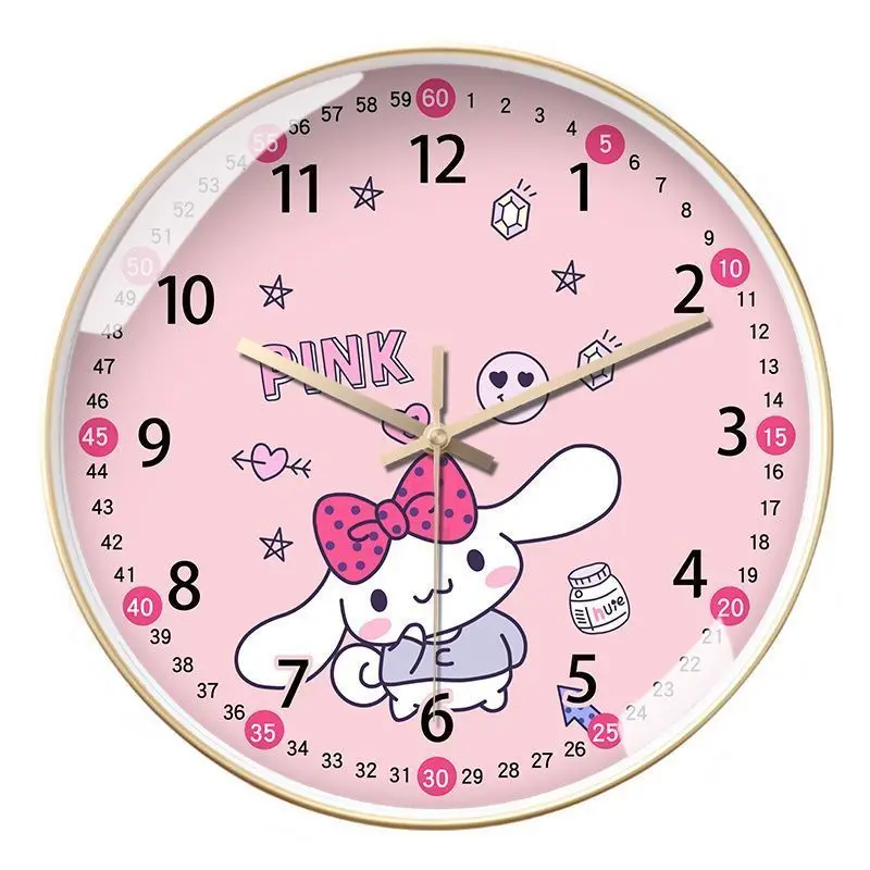 

Girly Heart Sanrio Cinnamoroll Anime Kawaii Children Wall Clock Cute Cartoon Ins Fashion Battery Clock Gifts Toys for Kids