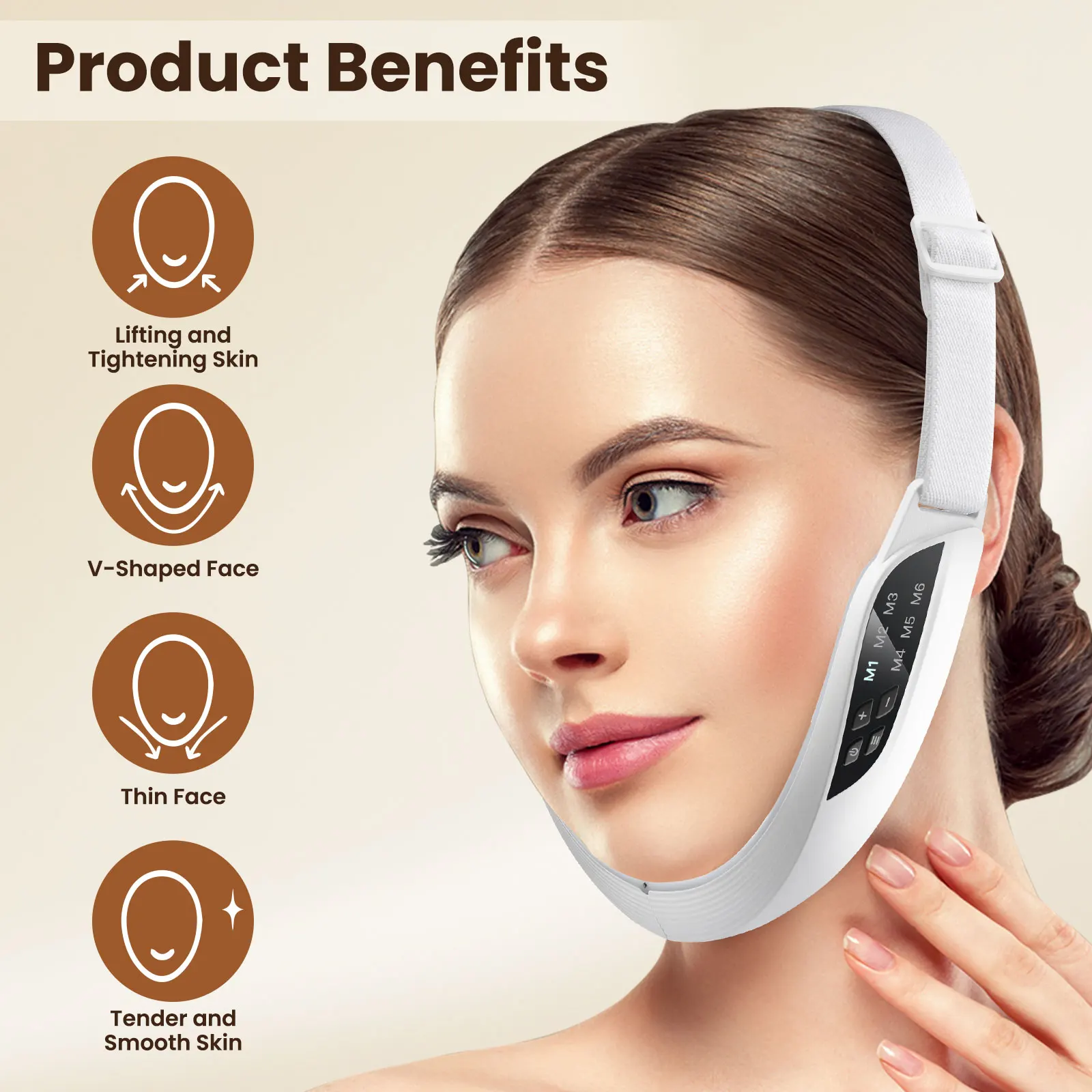 EMS Facial Lifting Device LED Face Slimming Vibration Massager Double Chin Removal V-Face Line Lift Belt Cellulite Jaw Device 2