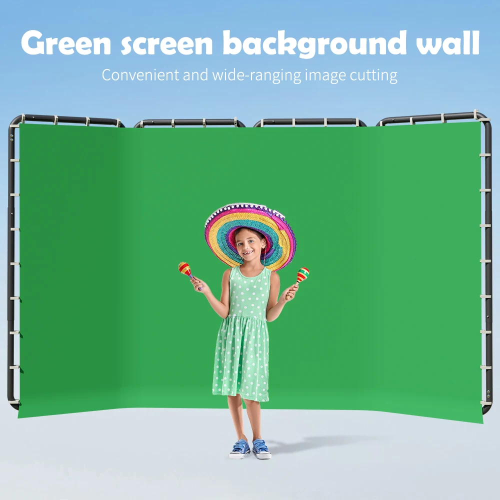 Grand écran vert Dnomakey portable avec support, toile de fond de photographie, système de support de fond, prise de vue vidéo et photo, 240x400cm