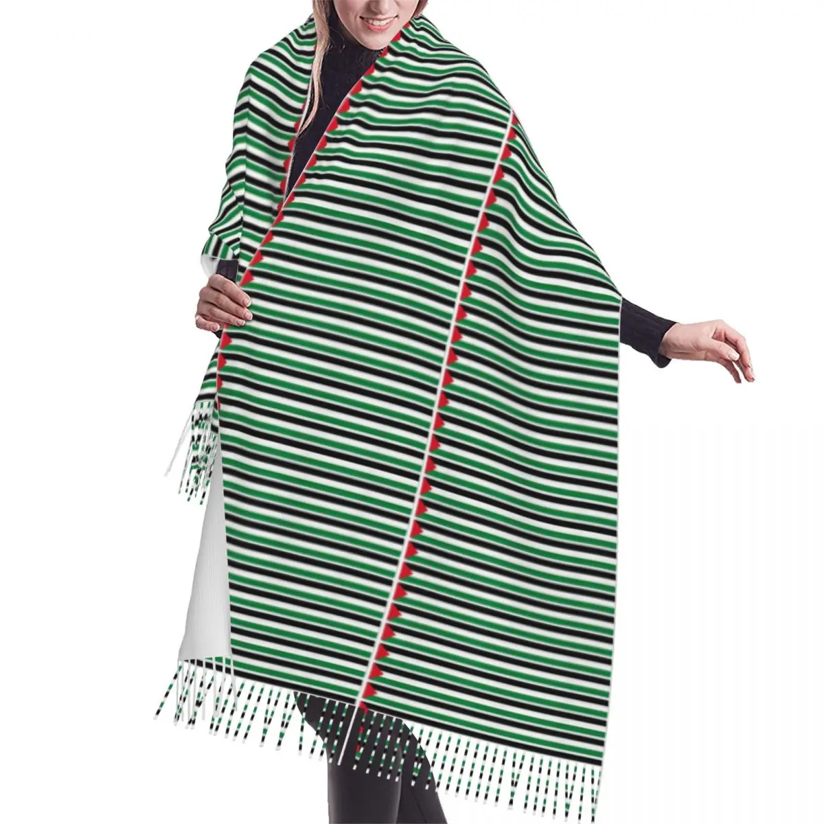 

Palestines Flag Tassel Scarf Women Soft Fashion Versatile Female Shawl Wrap Ladies Winter Fall Scarves