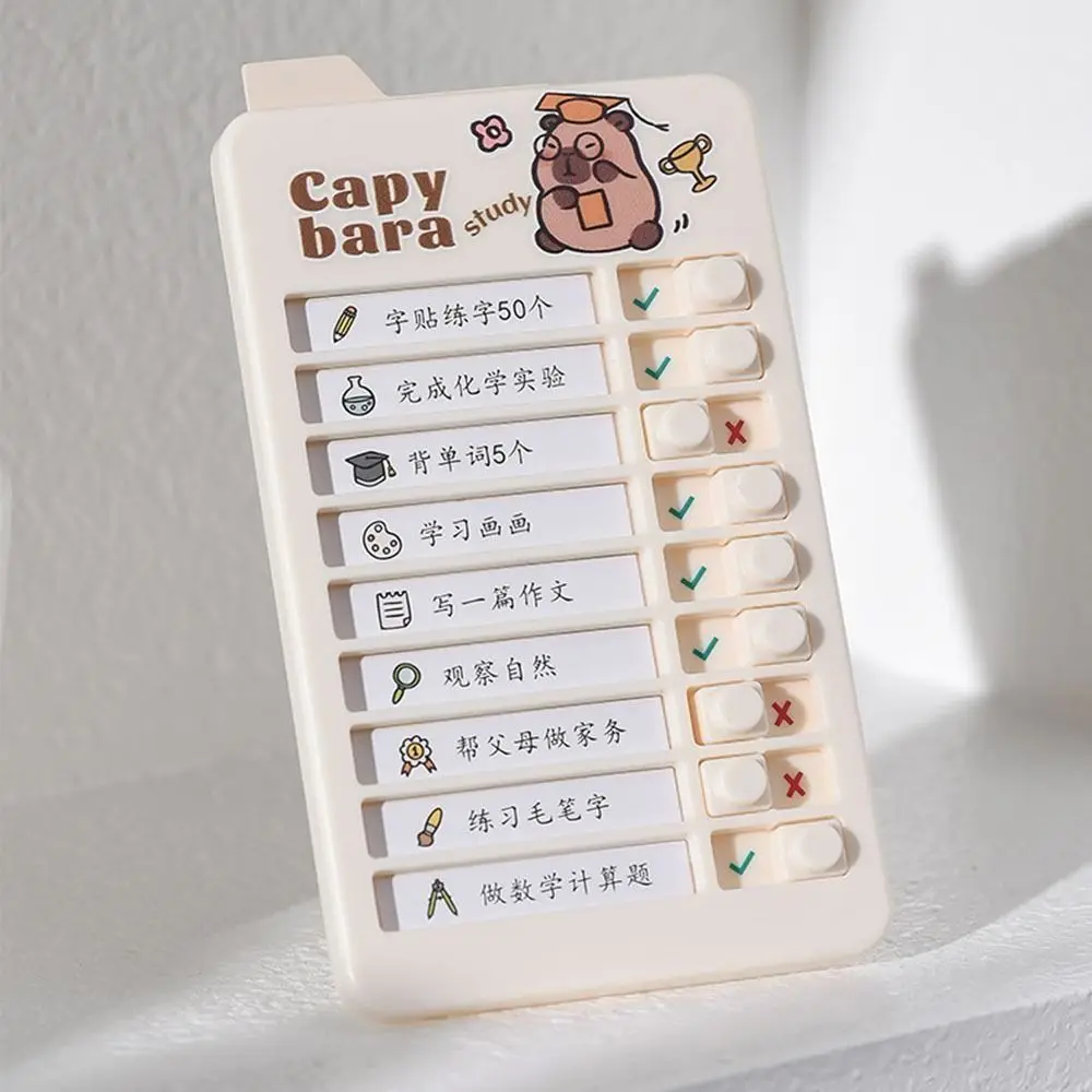 Capybara Self-discipline Punch Card Cartoon Detachable Chores Checklist Schedule Memo Plastic Efficient Learning Plan