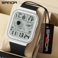 Sanda 6052 LED Display Digital Watch Square Astronaut Design Men's Women's Fashion Trend Youth Electronic Timepiece for Students 1