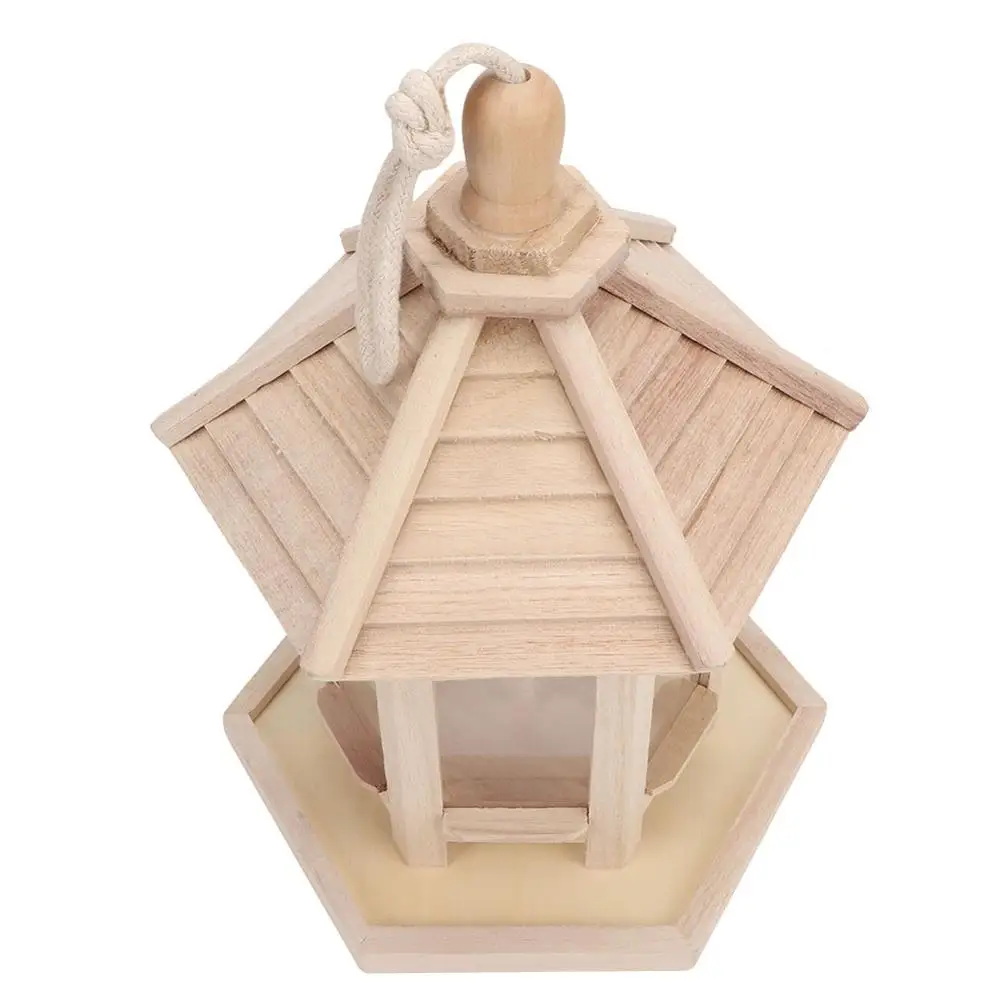 Wooden Bird Feeder House Outdoor Decorative Weaved Hanging Birds Houses Pet Bedroom Bird Cage Water Feeding