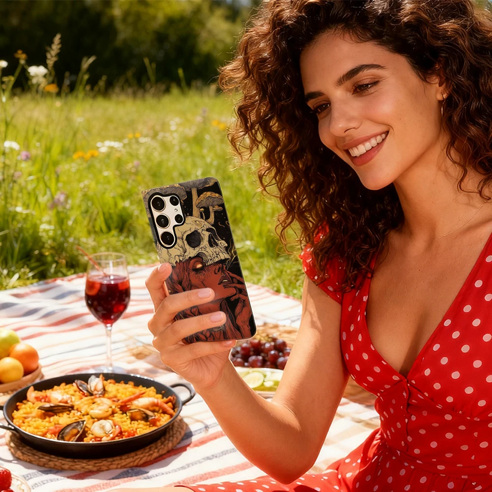 Skull and Mushroom Halloween Glossy Double-layer Phone Case