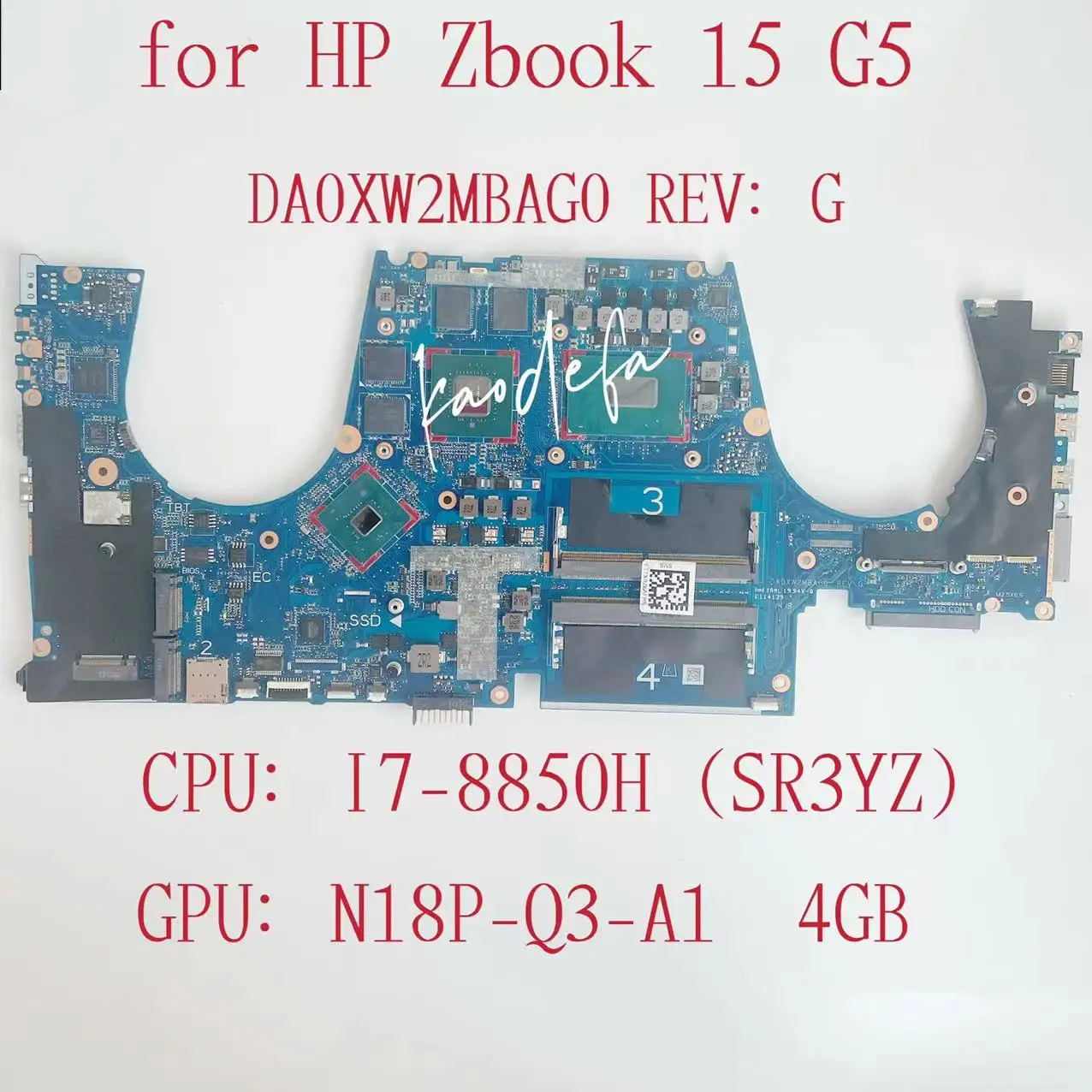 

DA0XW2MBAG0 for HP ZBook 15 G5 Laptop Motherboard CPU: I7-8850H SR3YZ GPU:N18P-Q3-A1 P2000 4GB DDR4 L28699-601 100% Test OK