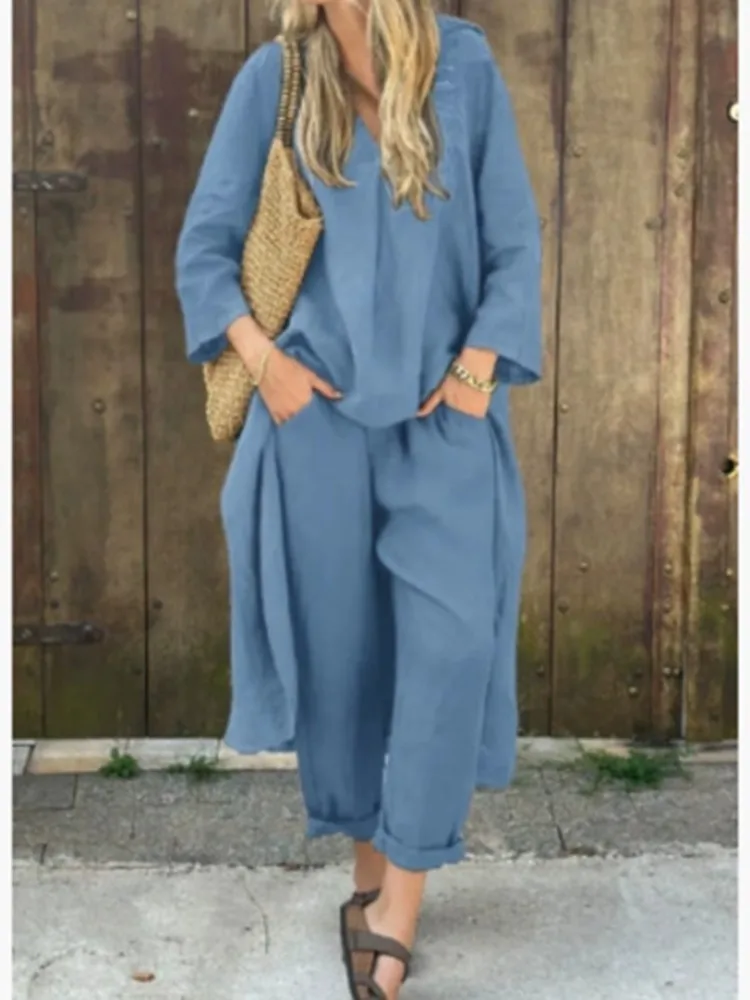 Female Casual Loose Sets Outfits Fashion Long Sleeve O Neck