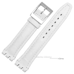 Premium Genuine Leather Wristband - Sweatproof Unisex Watch Accessory - 19mm (White)