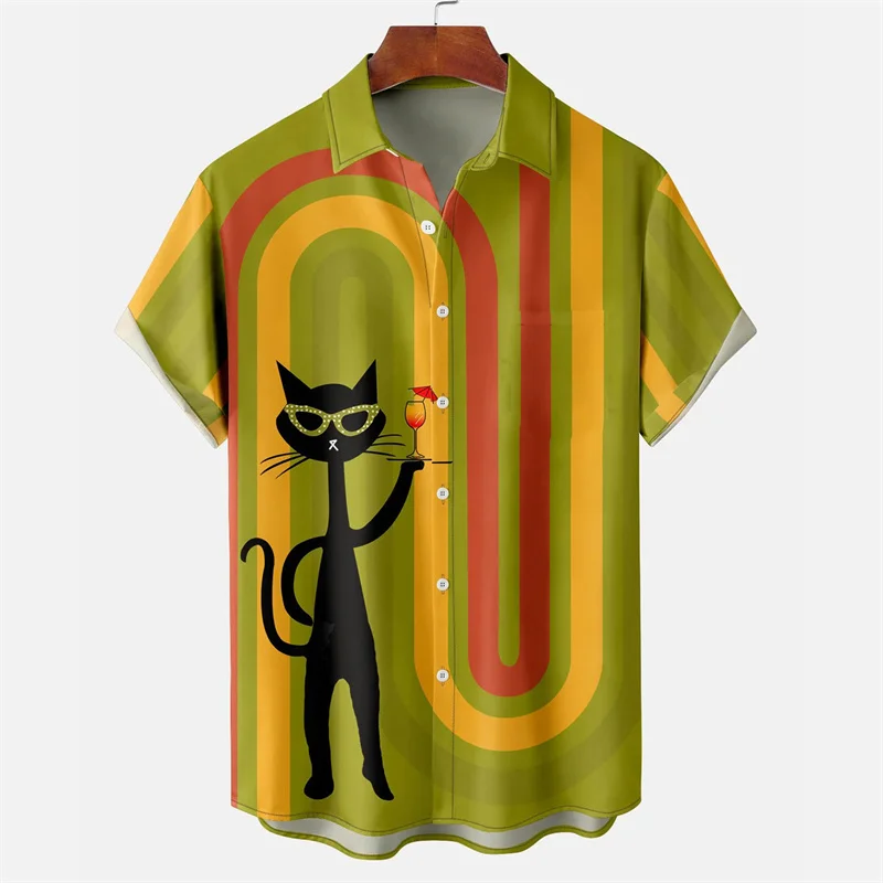 EKAT ekat (UNISEX)⭐️3D PATTERN SHIRTS Men's Summer Shirts Egyptian Cat 3D Pattern Shirt Summer