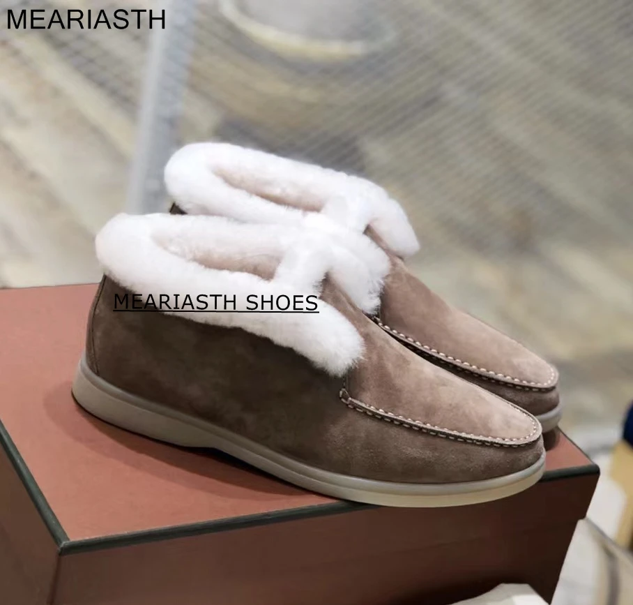 

2022 Ankle Boots Women Winter Warm Plush Fur Snow Boots Suede Leather Shoes Ladies Female Footwear Plus Size Botas De Mujer Bota