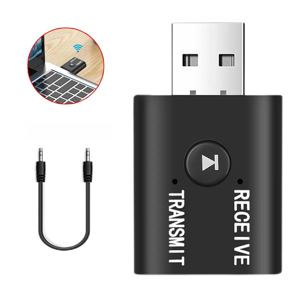 USB Wireless Bluetooth-Compatible Adapter 5.0 USB Audio Receiver Transmitter 3.5mm Male to Male Adapter For Car TV Earset Dongle Bluetooth Adapter Bluetooth Audio Receiver Bluetooth Transceiver Adapter Audio Adapter Bluetooth Aux Adaptor