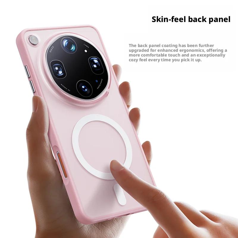 Matte Translucent Skin-Feel Case with 360° Holder Ring and Magnetic Anti-Slip, Anti-Stain Features