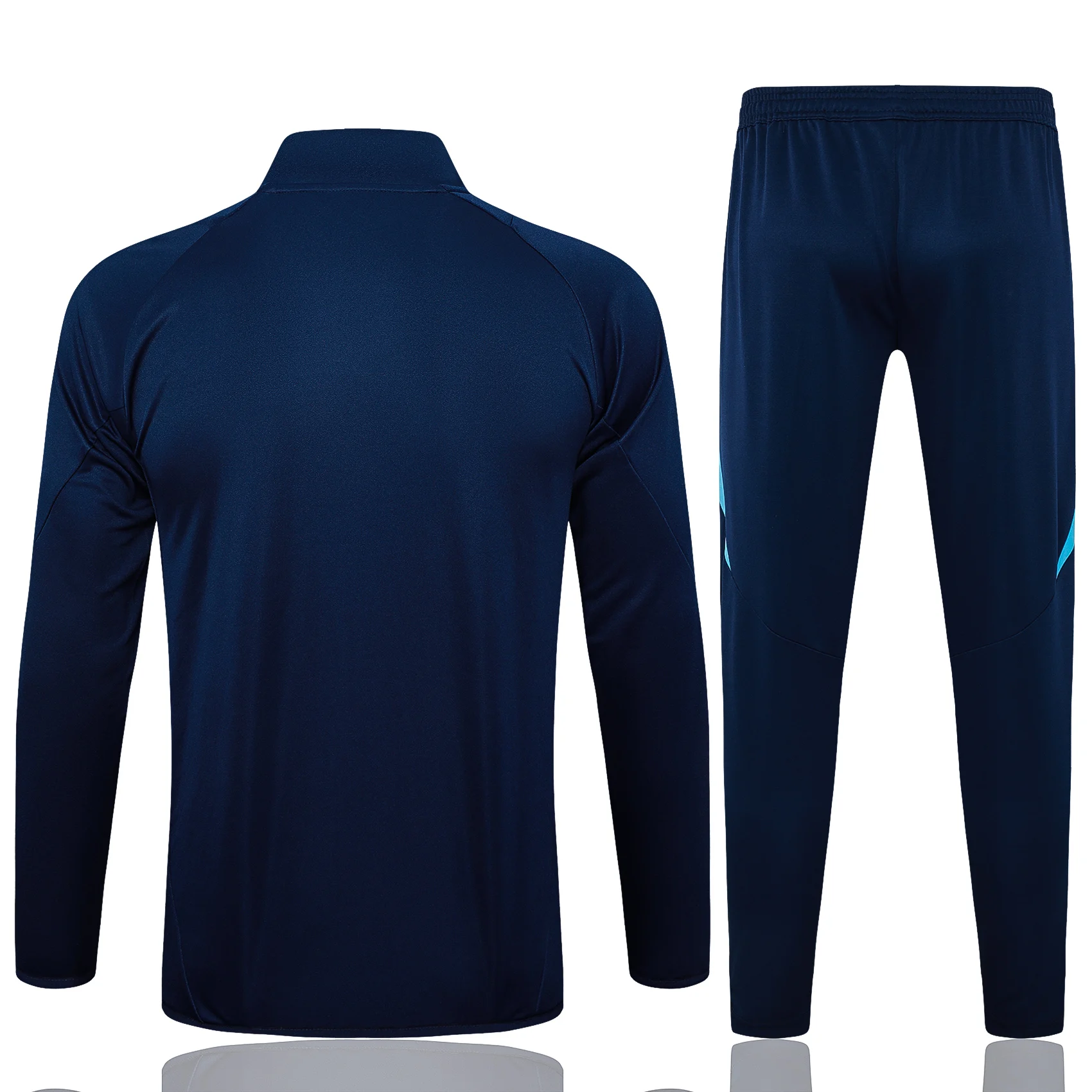 Adidas Soccer Jerseys Men Professional Full-sleeved Solid-color Adult Zippered Sportswear Football Training Suit Set Blue