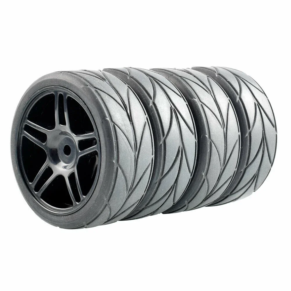 

RC 905-6081 Rubber Tires & Plastic Wheel 4Pcs For HSP HPI 1:10 On-Road Car