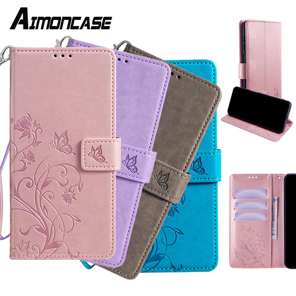 Elegant Butterfly Motif Leather Flip Wallet Phone Case