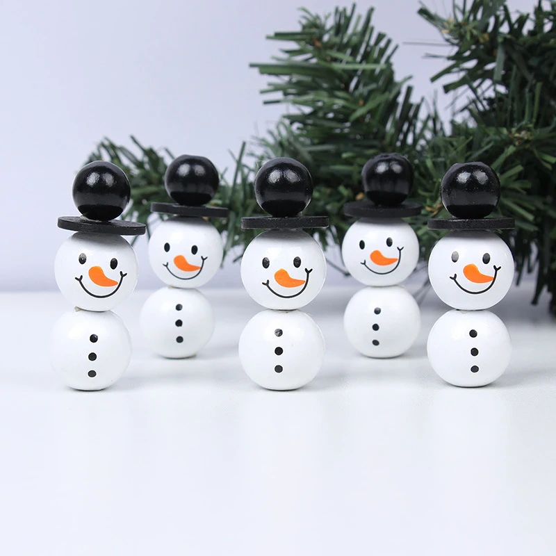 

1/20pcs 20mm Christmas Snowman Pattern Wooden Beads Theme Colorful Round Beads Jewelry Making Diy Handmade Bracelet Accessories