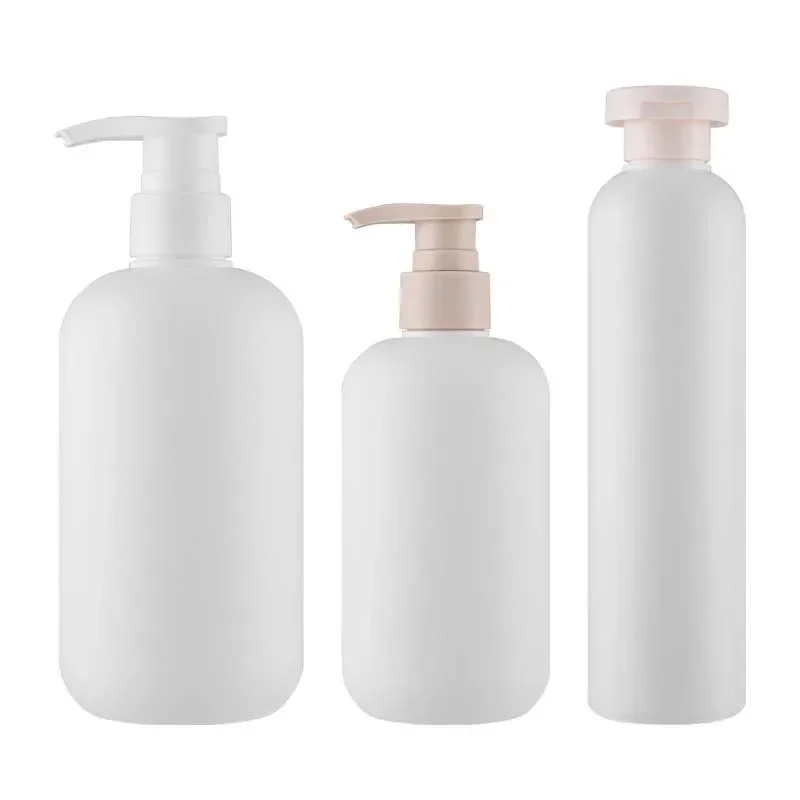 300ml/500ml White Empty Plastic Pump Lotion Shampoo Bottle High-end Cosmetics Bottles Acrylic Pump Head Refillable Garrafa