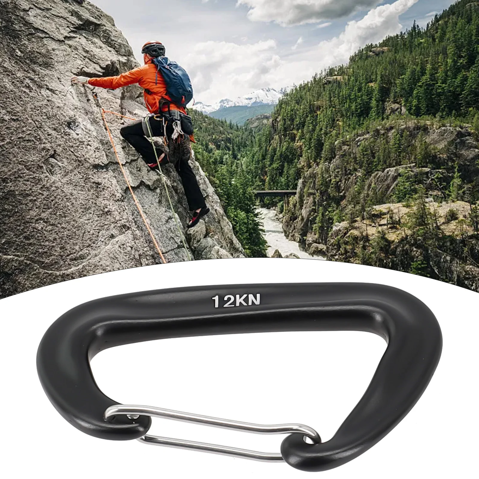 Karabiner D Form Clip Haken Tragbare Für Klettern Snap Clip 12KN 8*5cm Aluminium Rucksack Haken Karabiner werkzeuge – Detail 5