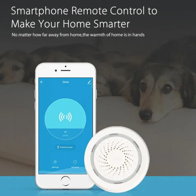 

Умная Wi-Fi-Сирена Tuya, сенсорный звуковой сигнал, система безопасности для умного дома, работает с Alexa Home, Android и IOS