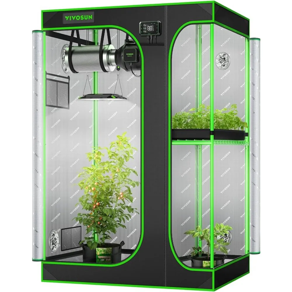

Growing Tents, High Reflective Mylar with Multi-Chamber and Floor Tray for Hydroponic Indoor Plant, Growing Tents