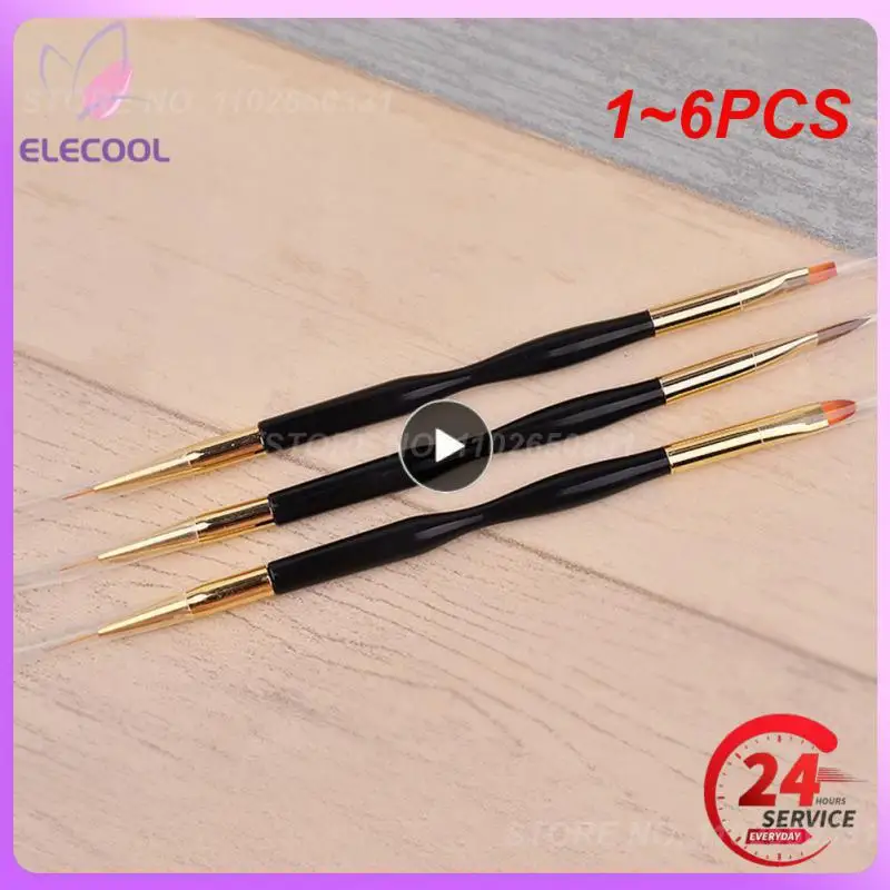 1~6PCS French Stripe Nail Art Liner Brush Set Tips Ultra-thin Line Drawing Pen Dual End UV Gel Painting Brushes Manicure Tools