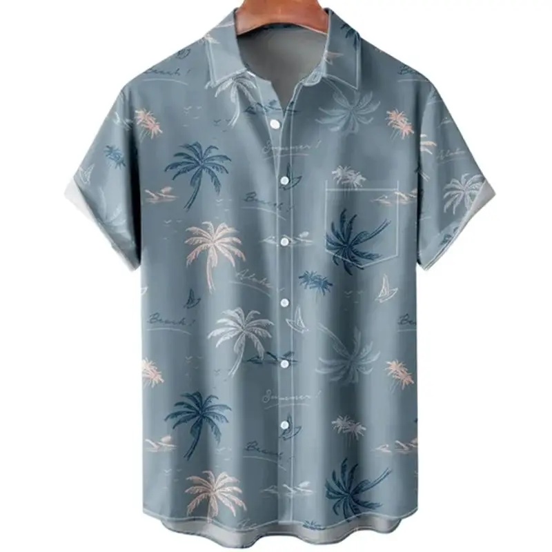 Harajuku Feather Hawaiian Men Shirt Printed Short Sleeve Casual White Street Summer Beach Shirts Men Clothing Summer