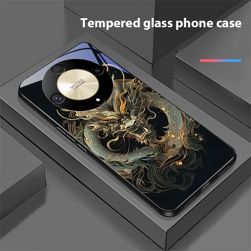 Chinese Wind Dragon Tempered Glass Phone Case
