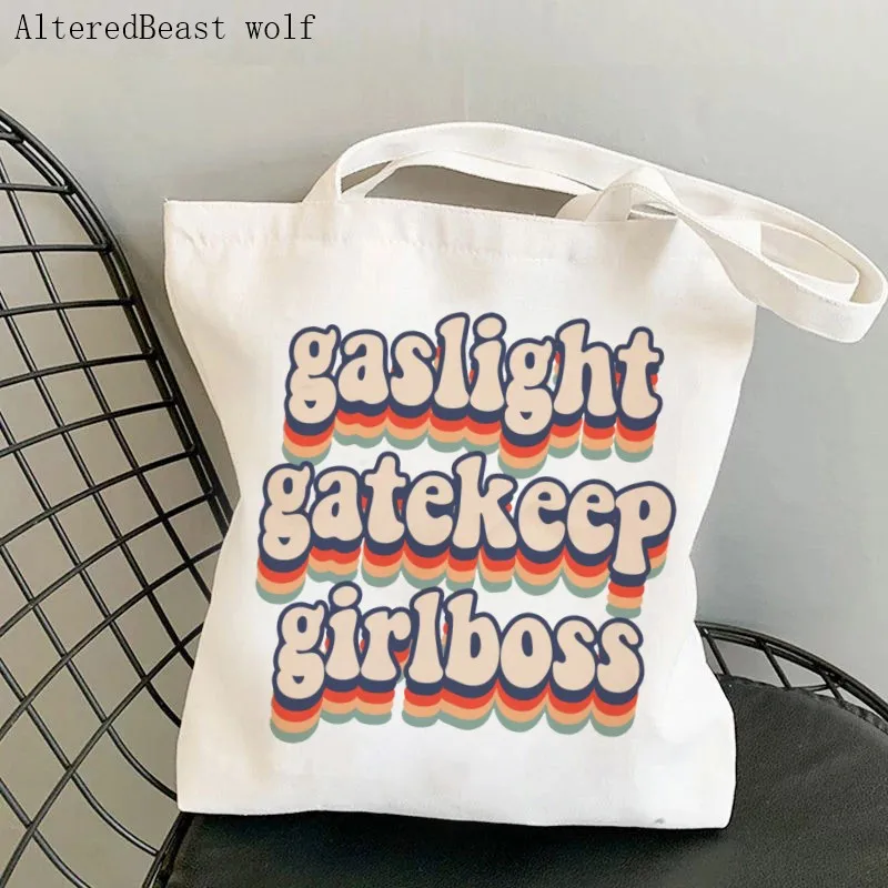 

Women Shopper bag gaslight gatekeep girlboss Bag women Shopping Bag Canvas Shopper Bag girl handbag Tote Bag Shoulder Lady Bag