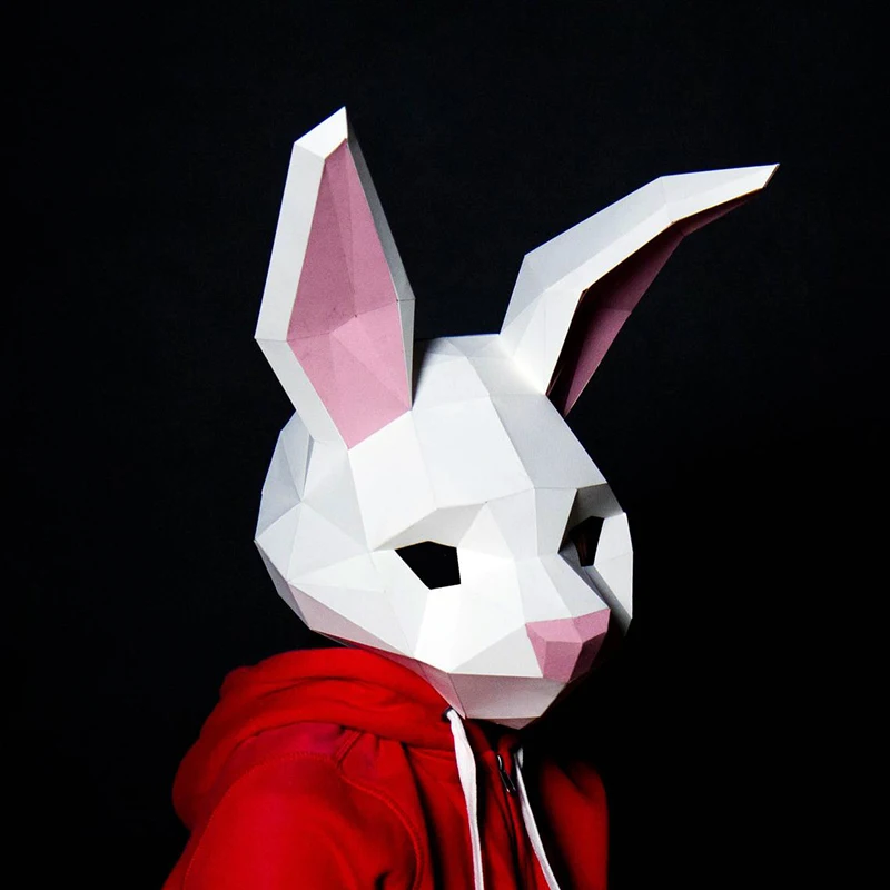 DIY Paper Rabbit Mask Papercraft Printable PDF