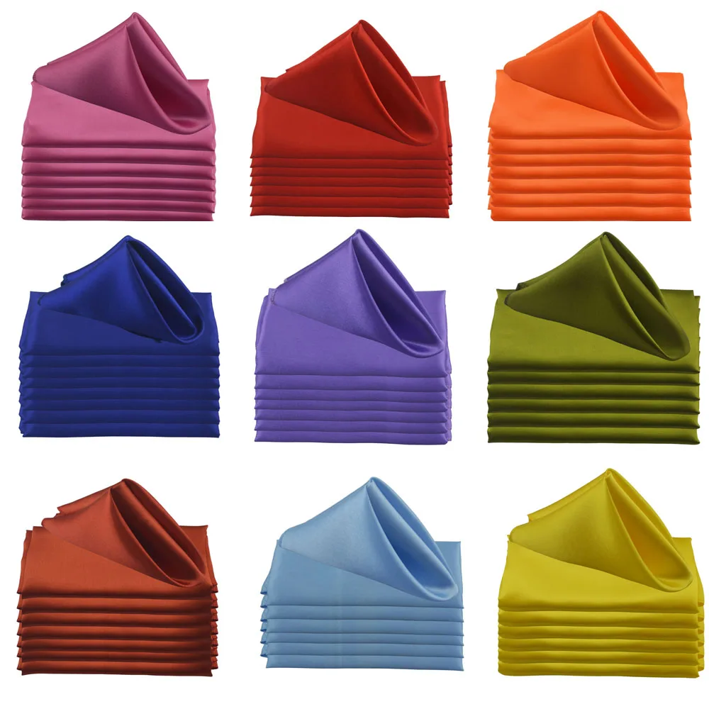 Satin Square 30cm Napkins For Wedding Birthday Christmas Halloween Party Decor Handkerchief Table Dinner Cloth 24pcs satin napkins
