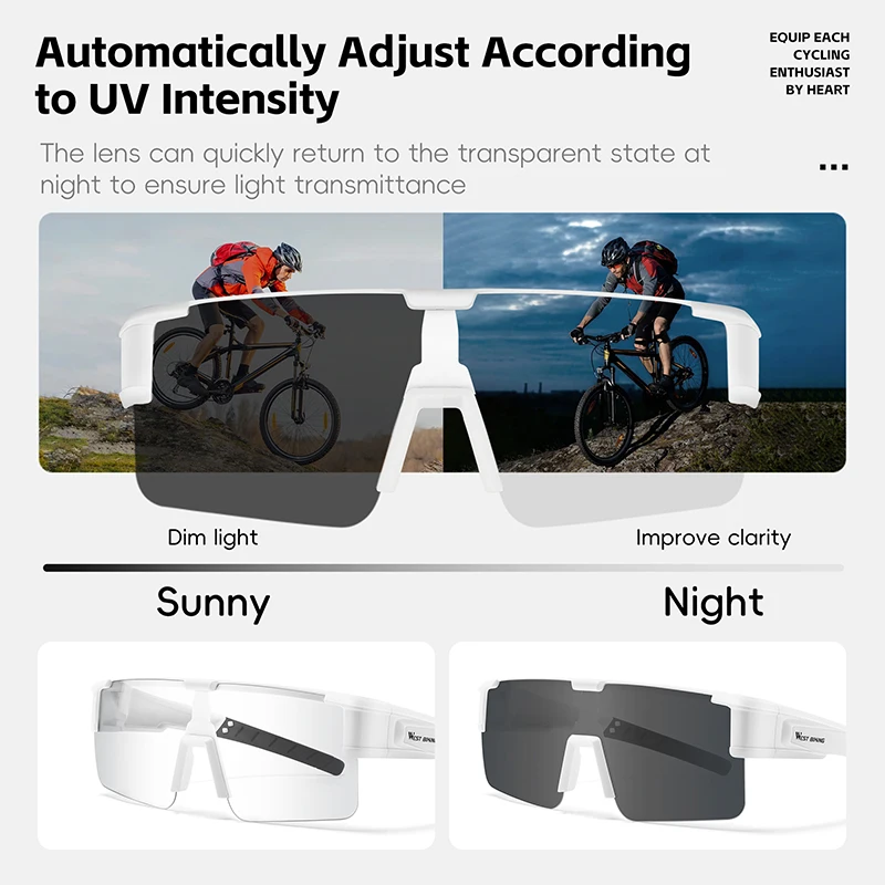 WEST BIKING UV400 Polarized Cycling Glasses - Lightweight Anti-Glare Sports Eyewear