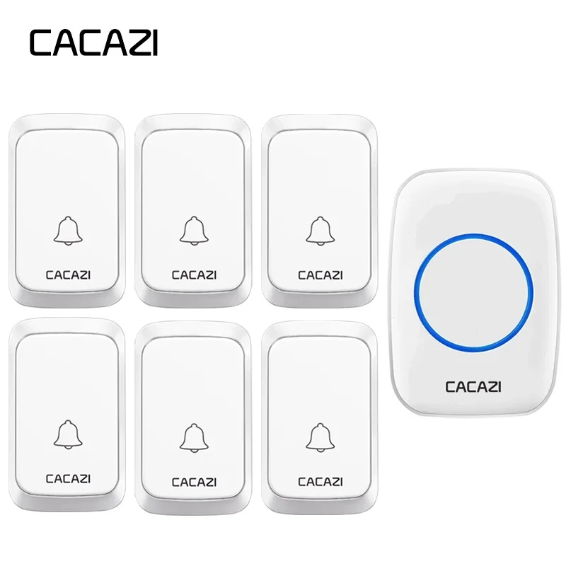 Cacazi Campainha sem Fio à Prova Dremote Água 300 m Remoto Botão Receptor Led Inteligente Casa Chamada Sino 58 Carrilhão do Hotel 220 v